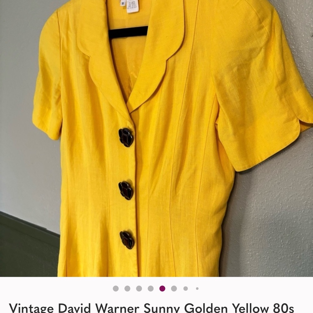 Vintage David Warner Sunny Golden Yellow 80s Dress Sz 8